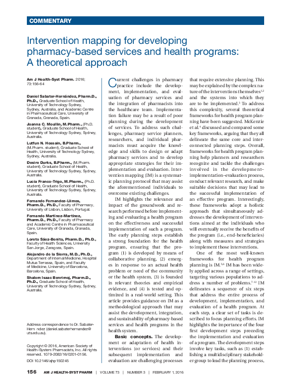 (PDF) Intervention mapping for developing pharmacy-based services and ...
