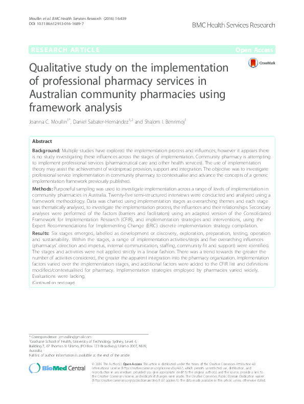 (PDF) Qualitative study on the implementation of professional pharmacy
