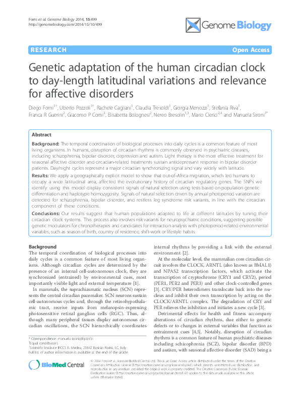 (PDF) Genetic adaptation of the human circadian clock to day-length ...