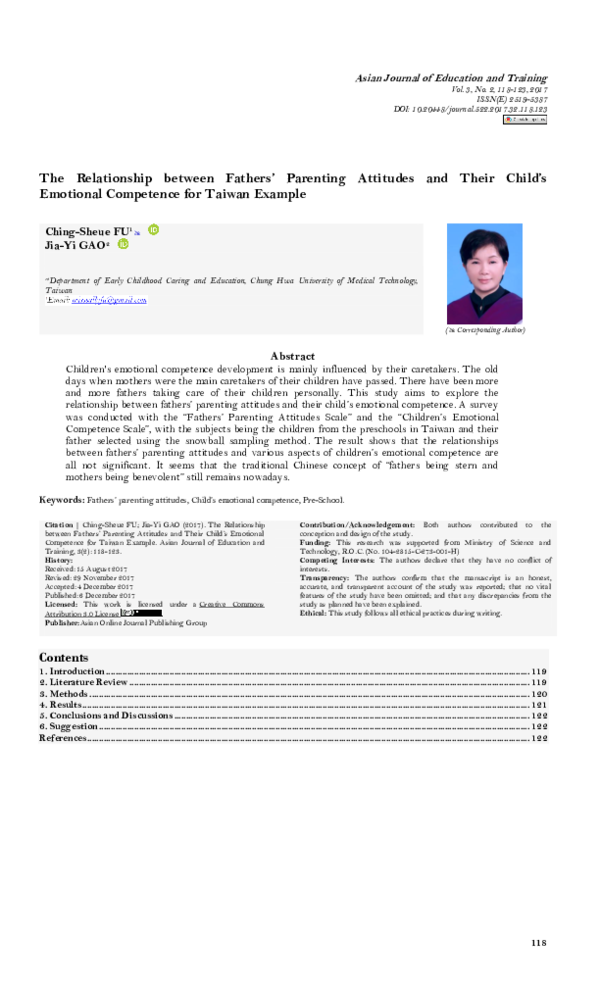 (PDF) The Relationship between Fathers' Parenting Attitudes and Their ...