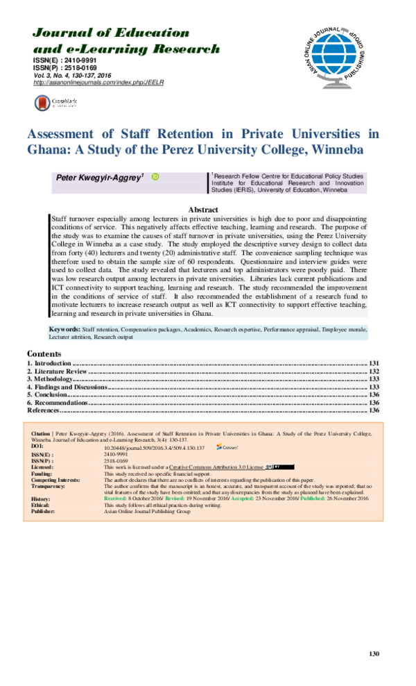  pdf staff retention challenges in ghanaian universities