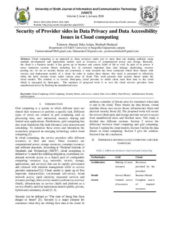 (PDF) Security of Provider sides in Data Privacy and Data Accessibility ...