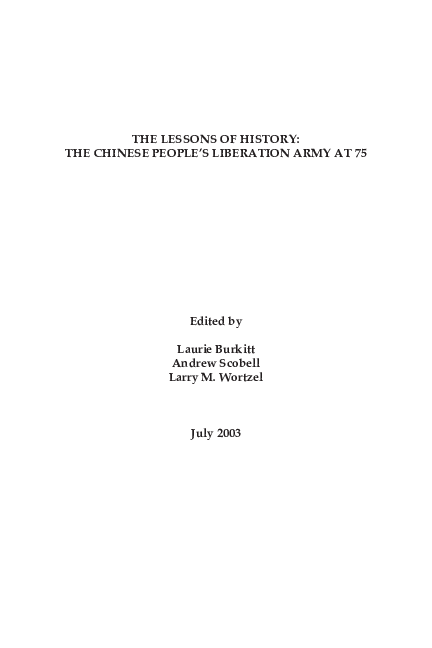 (PDF) THE LESSONS OF HISTORY: THE CHINESE PEOPLE'S LIBERATION ARMY AT ...