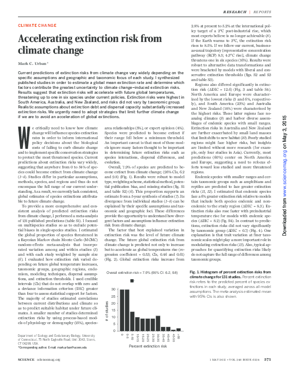 (PDF) Accelerating extinction risk from climate change
