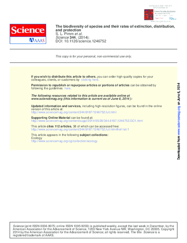 The biodiversity of species and their rates of extinction distribution ande protection