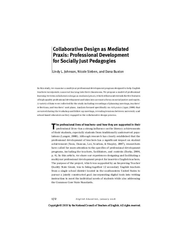 (PDF) Collaborative Design as Mediated Praxis: Professional Development ...
