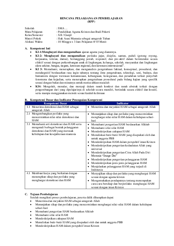 Contoh Rpp Pjok Adiwiyata Smp Tahun Ajar