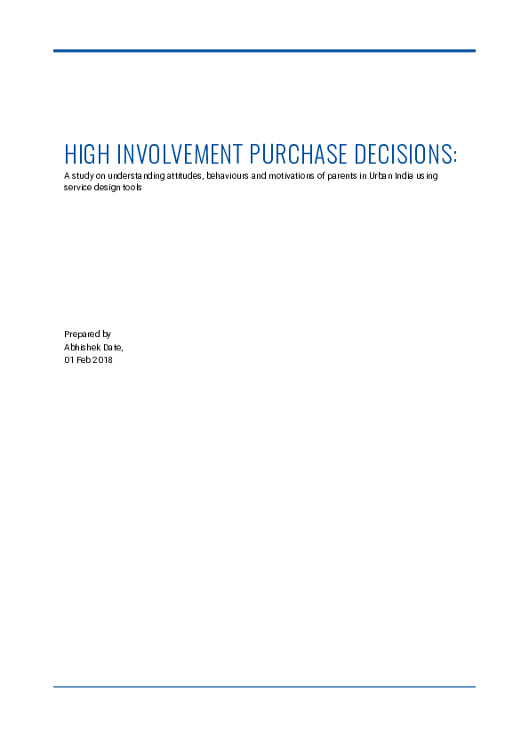 (PDF) HIGH INVOLVEMENT PURCHASE DECISIONS: A study on understanding ...