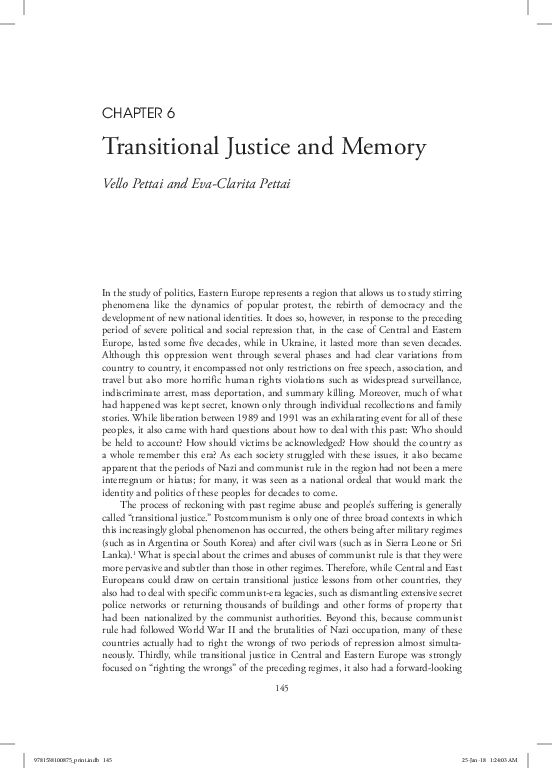 (PDF) Transitional Justice and Memory