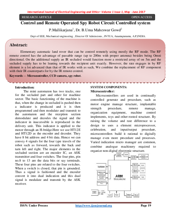 (PDF) Control and Remote Operated Spy Robot Circuit Controlled system