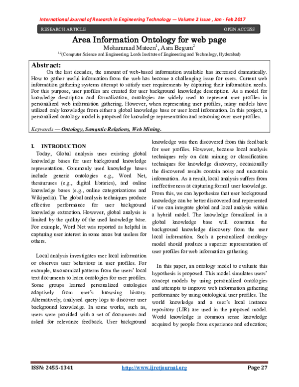 (PDF) Area Information Ontology for web page