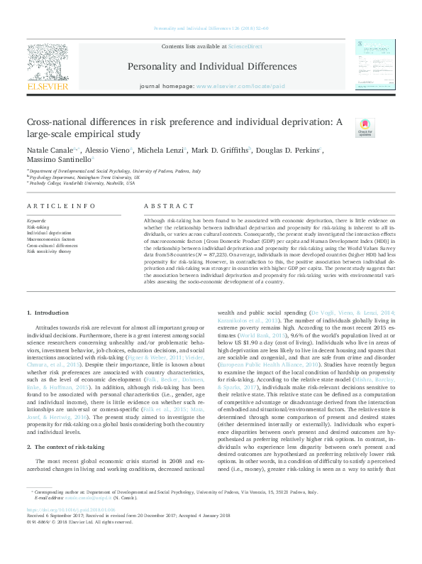 (PDF) Canale, N., Vieno, A., Michela, L., Griffiths, M.D. et al. (2018