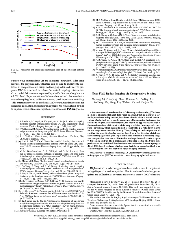 (PDF) Near Field Radar Imaging via Compressive Sensing