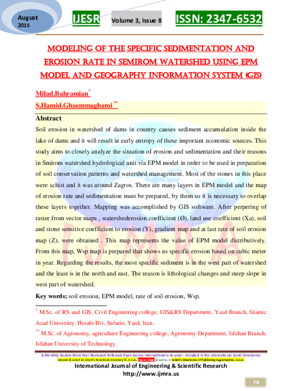 (PDF) Modeling of the specific sedimentation and erosion rate in ...