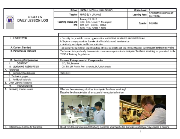 (DOC) DAILY LESSON LOG