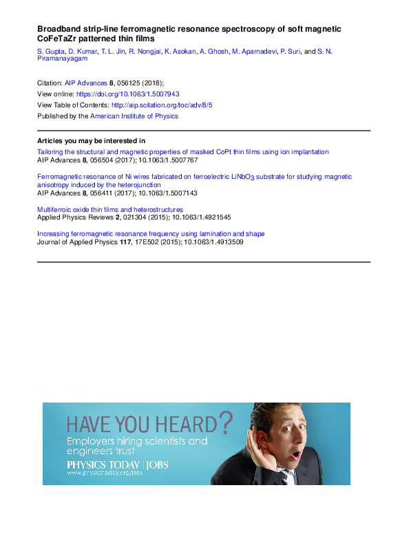 (PDF) Broadband stripline resonance spectroscopy of soft
