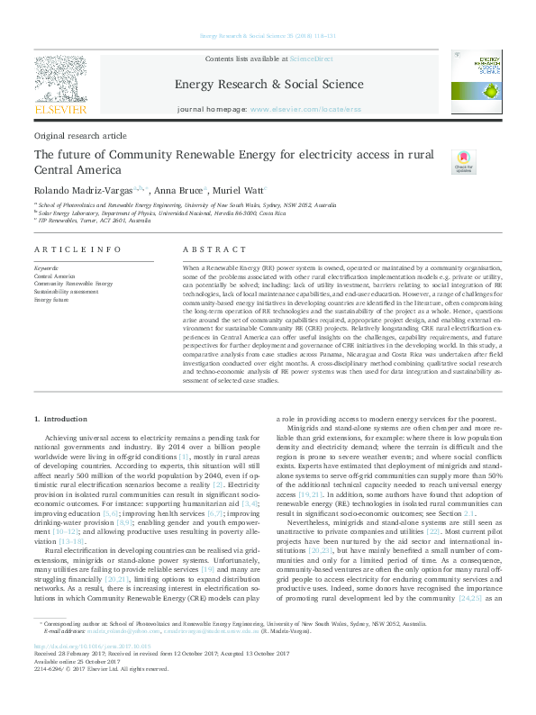 (PDF) The future of Community Renewable Energy for electricity access ...