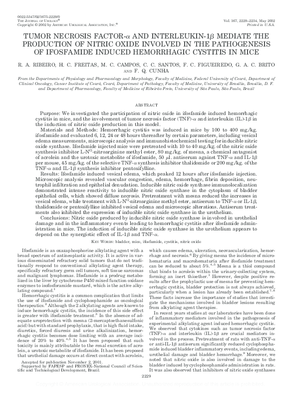 (PDF) Tumor Necrosis Factor-?? and Interleukin-1?? Mediate the ...