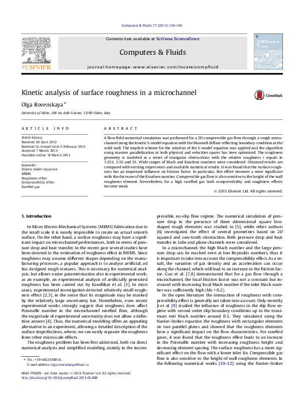 (PDF) Kinetic analysis of surface roughness in a microchannel