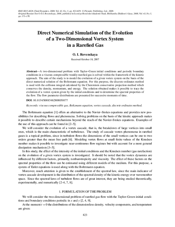 (PDF) Direct numerical simulation of the evolution of a two-dimensional ...