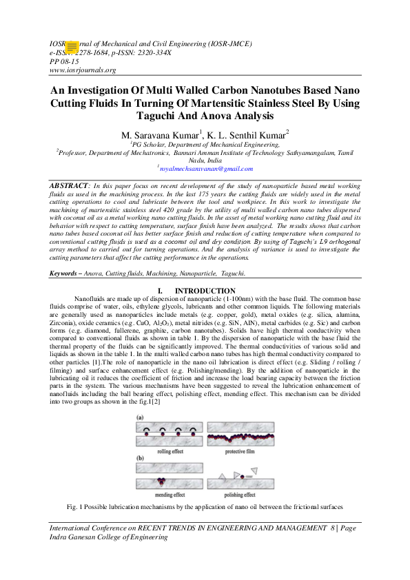 (PDF) An Investigation Of Multi Walled Carbon Nanotubes Based Nano ...