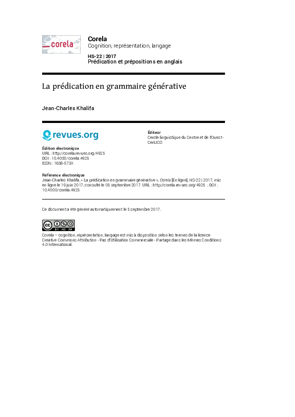 (PDF) La prédication en grammaire générative Ali Ibrahim Academia.edu