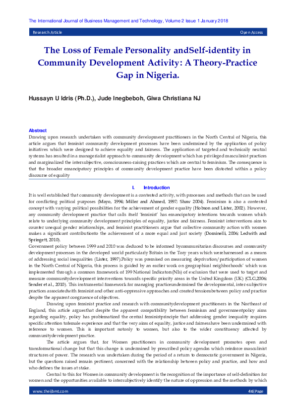 (PDF) The Loss of Female Personality andSelf-identity in Community ...