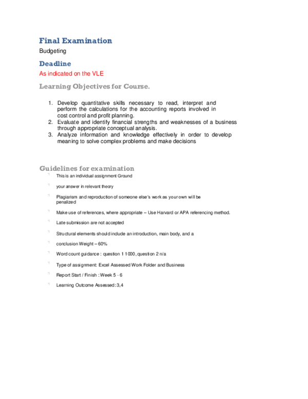 (PDF) Final Examination Learning Objectives for Course shirt shop