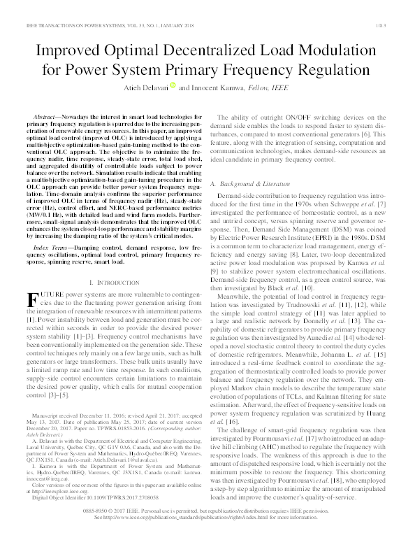 (PDF) Improved Optimal Decentralized Load Modulation for Power System ...