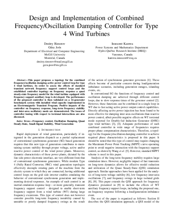 (PDF) Design and Implementation of Combined Frequency/Oscillation