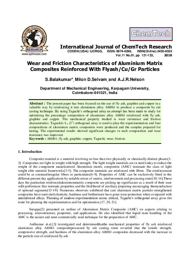 (PDF) Wear and Friction Characteristics of Aluminium Matrix Composites ...