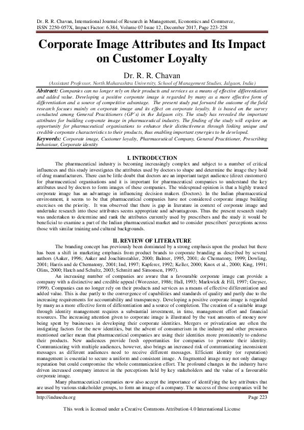 (PDF) Corporate Image Attributes and Its Impact on Customer Loyalty