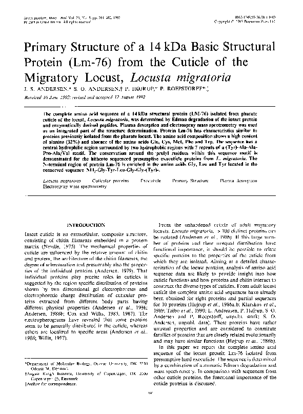 (PDF) Primary structure of a 14 kDa basic structural protein (Lm-76 ...