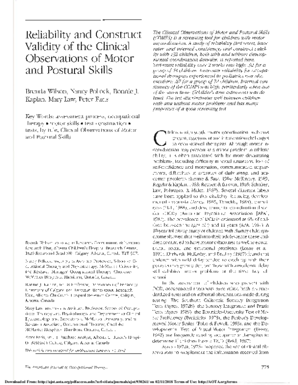 (PDF) Reliability and Construct Validity of the Clinical Observations ...