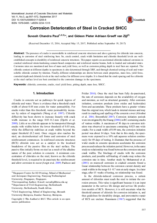 (PDF) Corrosion Deterioration of Steel in Cracked SHCC