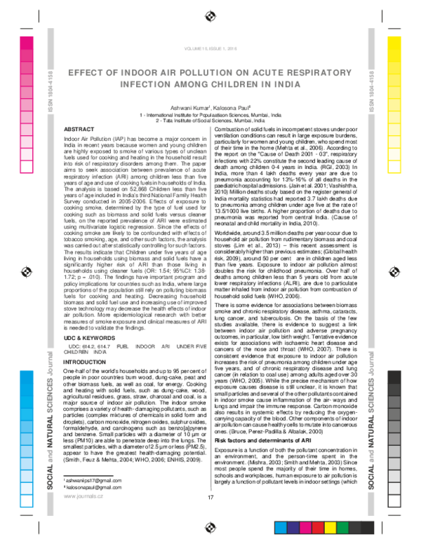 (PDF) EFFECT OF INDOOR AIR POLLUTION ON ACUTE RESPIRATORY INFECTION ...