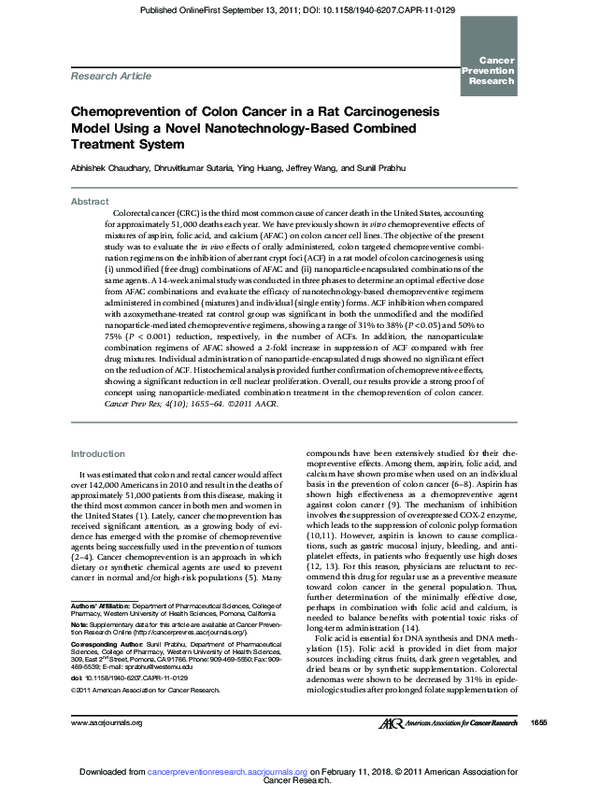 (PDF) Chemoprevention of Colon Cancer in a Rat Carcinogenesis Model ...