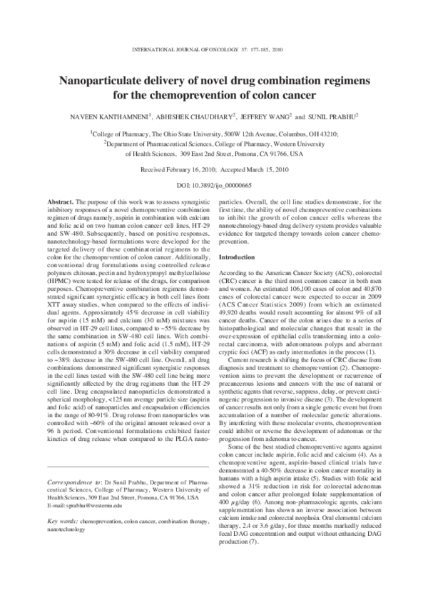 (PDF) Nanoparticulate delivery of novel drug combination regimens for ...