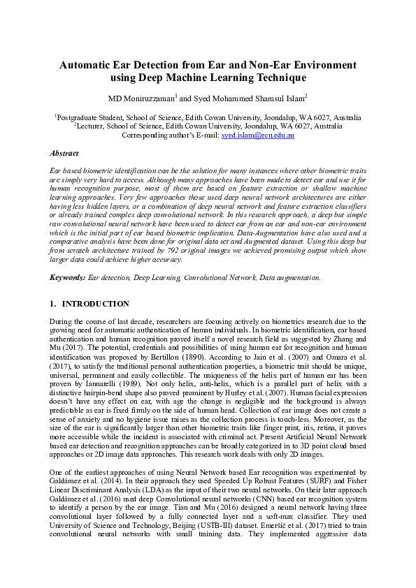 (PDF) Automatic Ear Detection from Ear and NonEar Environment using