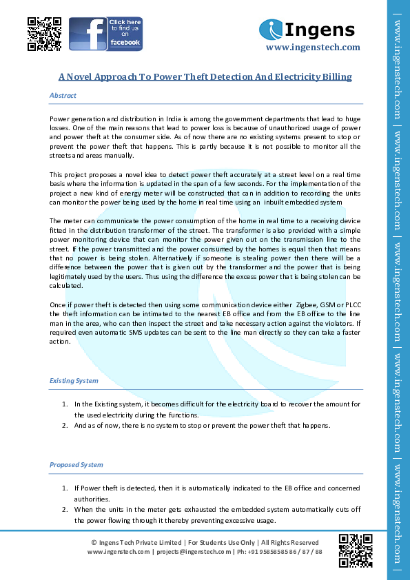 (PDF) A Novel Approach To Power Theft Detection And Electricity Billing