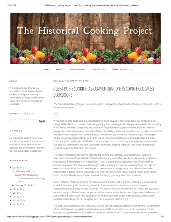 (PDF) The Historical Cooking Project Guest Post Cooking as