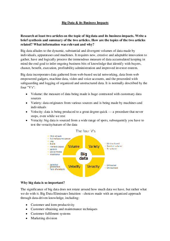 (DOC) Big Data & its Business Impacts