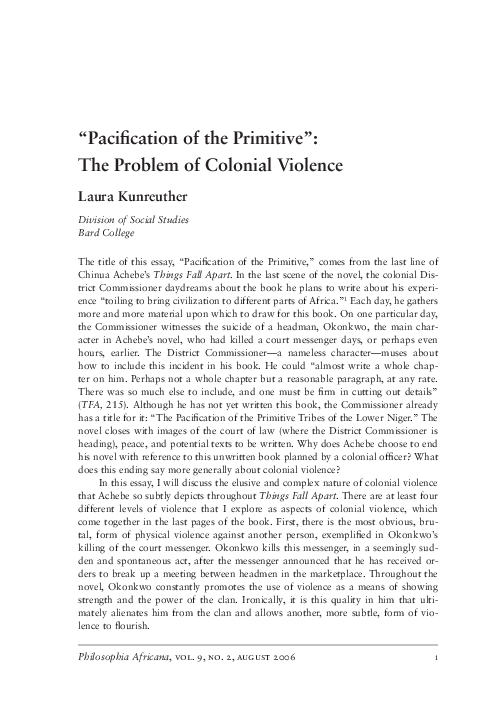 (PDF) “Pacification of the Primitive”: The Problem of Colonial Violence