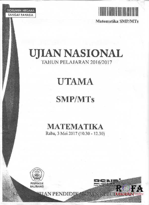 PDF Soal UN Matematika SMP 2020 Paket 1 eko wulan PDF Soal UN Matematika SMP 2020 Paket 1 eko wulan