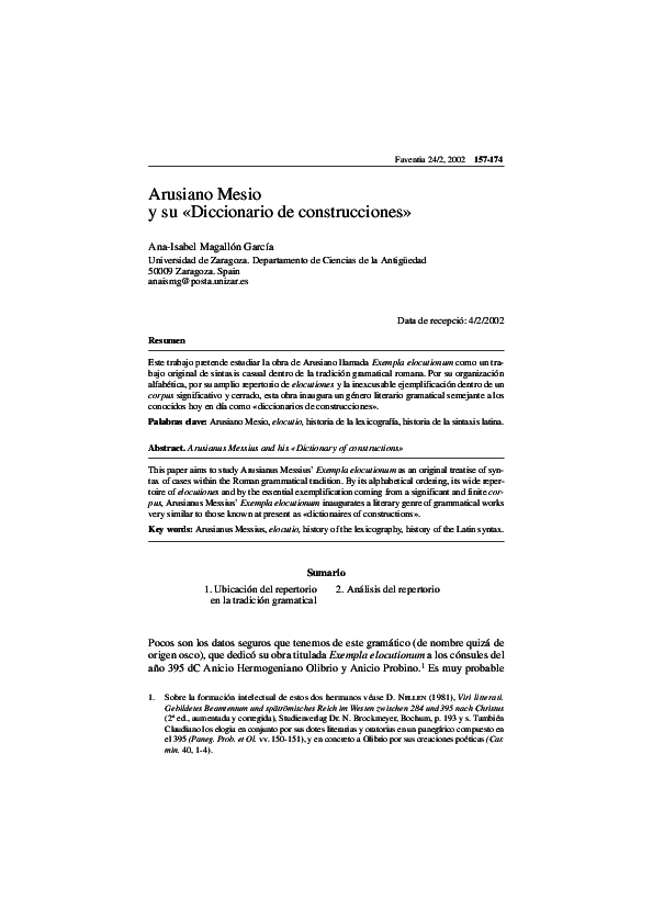 (PDF) Arusiano Mesio y su «Diccionario de construcciones» AnaIsabel