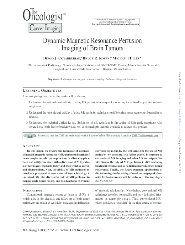 (PDF) Dynamic Magnetic Resonance Perfusion Imaging of Brain Tumors