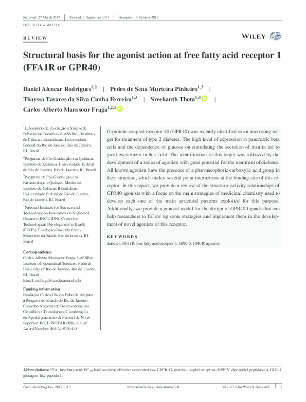 (PDF) Structural Basis for the Agonist Action at Free Fatty Acid ...