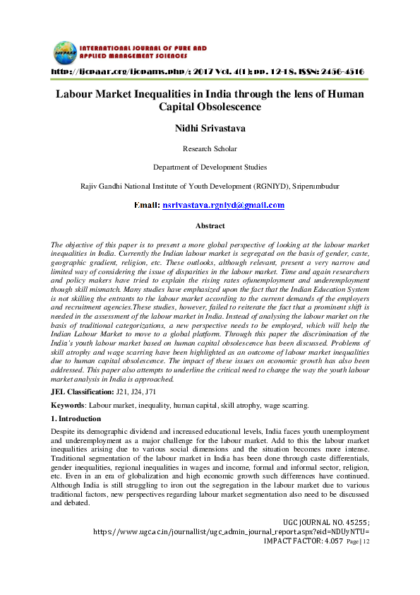 (DOC) Labour Market Inequalities in India through the lens of Human ...