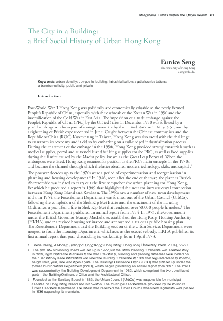 (PDF) The City in a Building: a Brief Social History of Urban Hong Kong