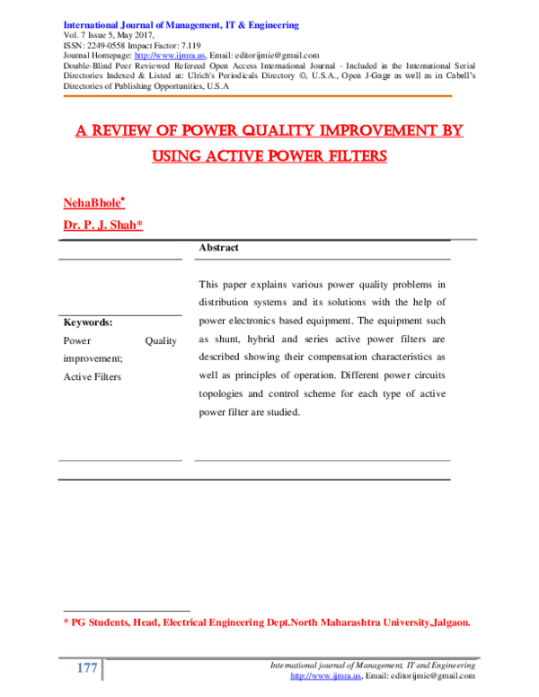 (PDF) A Review of Power Quality Improvement by Using Active Power ...